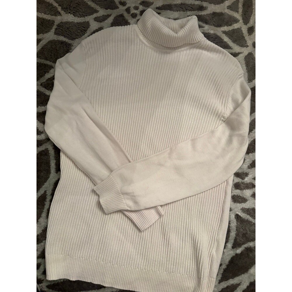 White Ribbed Club Room Turtleneck Sweater